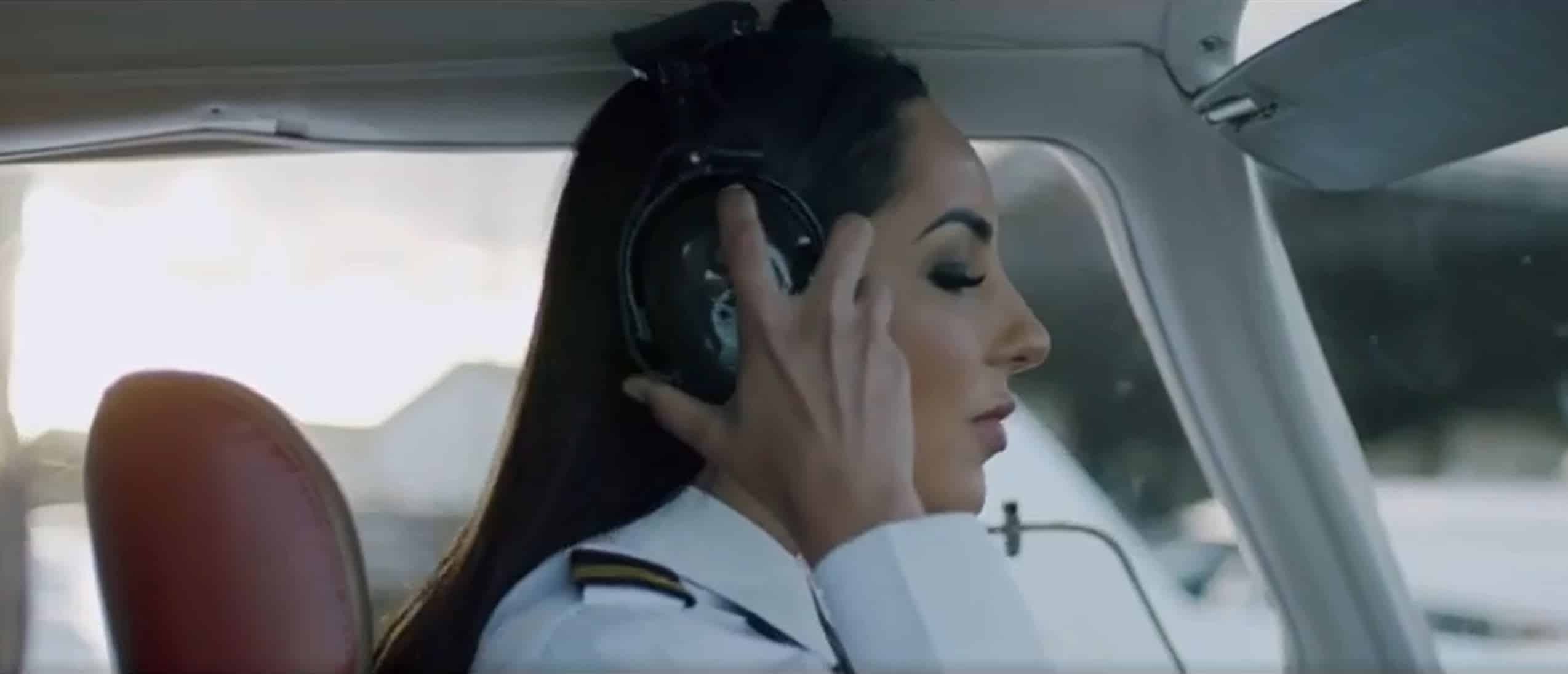 woman aviator aviatrix pilot with Dalcomm Tech pilot's headset