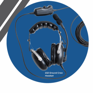GS2 Ground Crew Headset With Cable Hardwired To The Headset