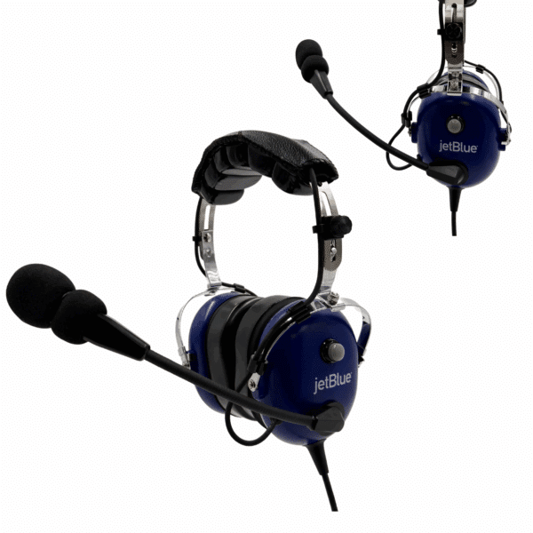 JetBlue headset with push to talk button